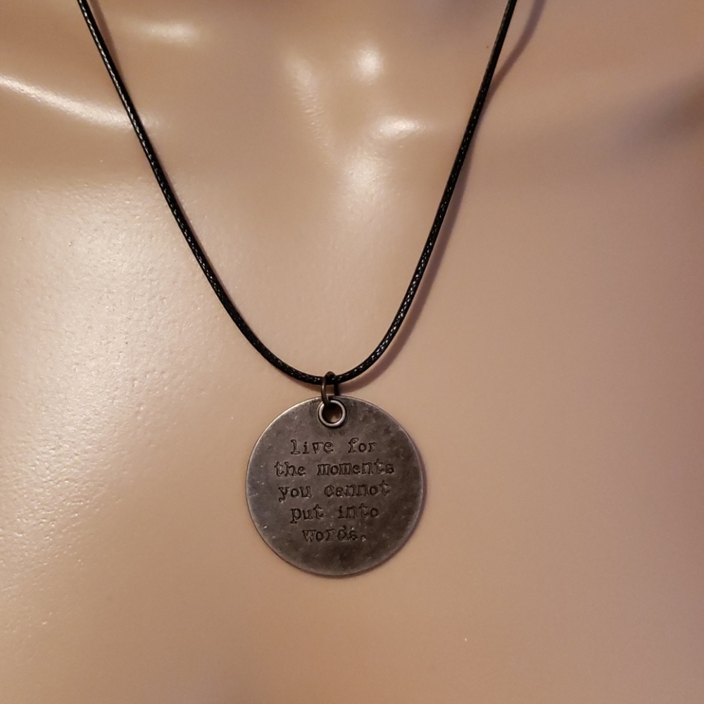 Antiqued Moments message on black cord